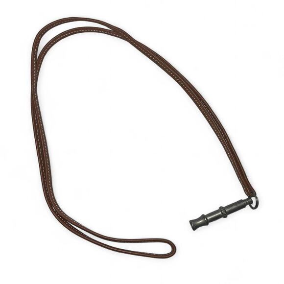 Hermes Paris Dog Whistle Silver Pendant Leather Necklace - Picture 1 of 8